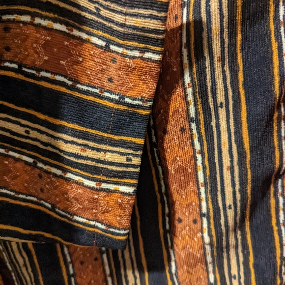 Zanzia orange and multi striped button down tunic in a ribbed polyester. - Picture 4 of 7